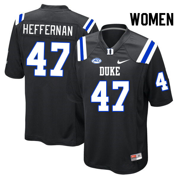 Women #47 Joe Heffernan Duke Blue Devils College Football Jerseys Stitched Sale-Black - Click Image to Close